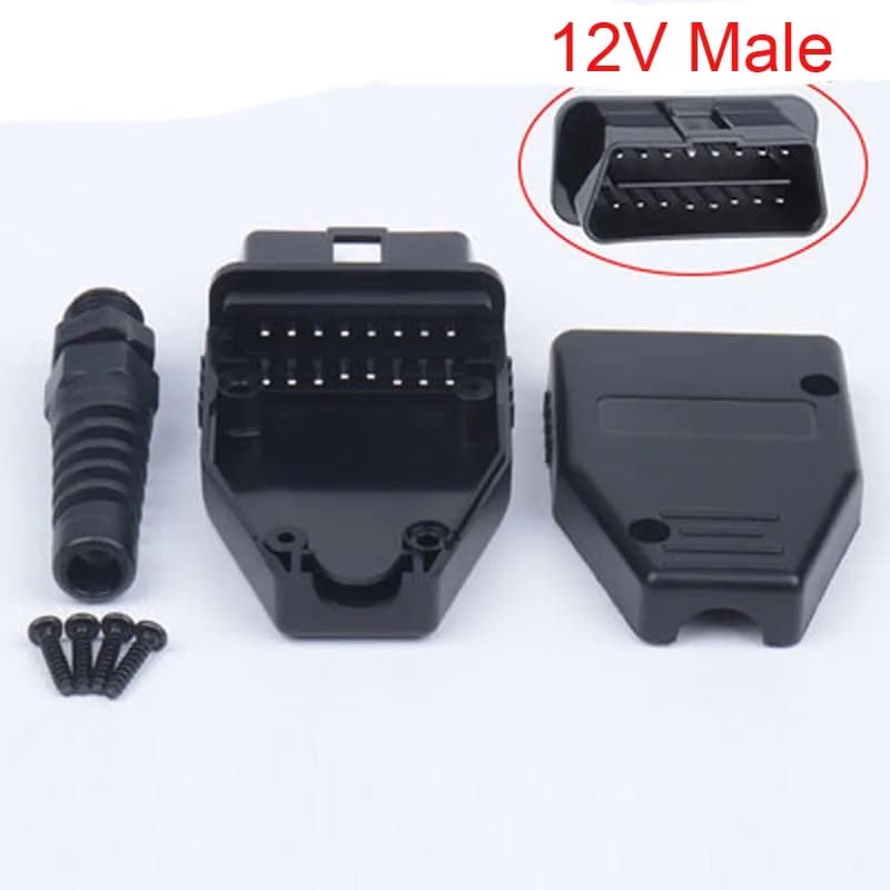 Connecteur mâle OBD2 16 broches pour voiture, prise + boîtier + SR + vis avec carte PCB verte, prise
