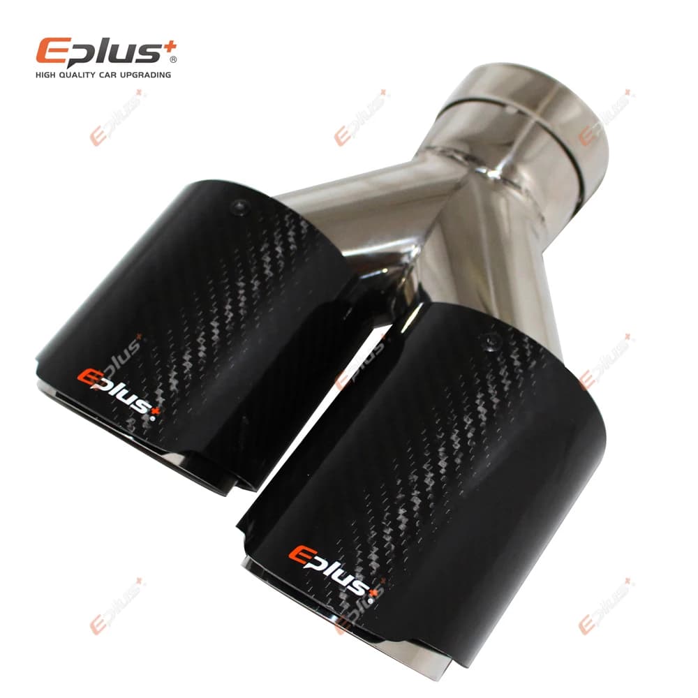 EPLUS voiture fibre de carbone brillant silencieux pointe Y forme Double sortie tuyau d'échappement 