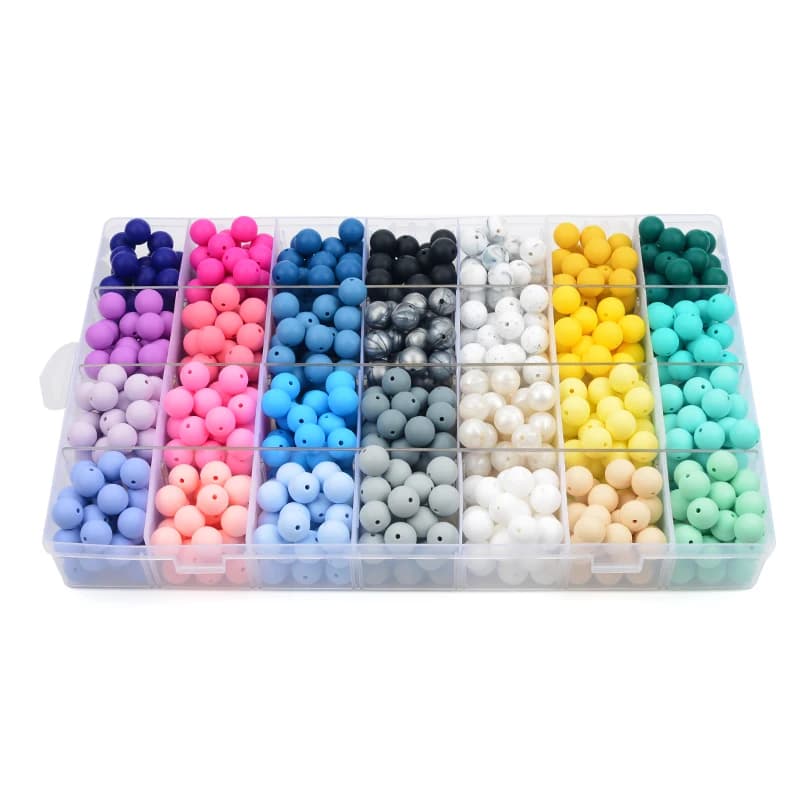 LOFCA 9mm 100 pièces perles de dentition en Silicone anneau de dentition bébé collier d'allaitement 