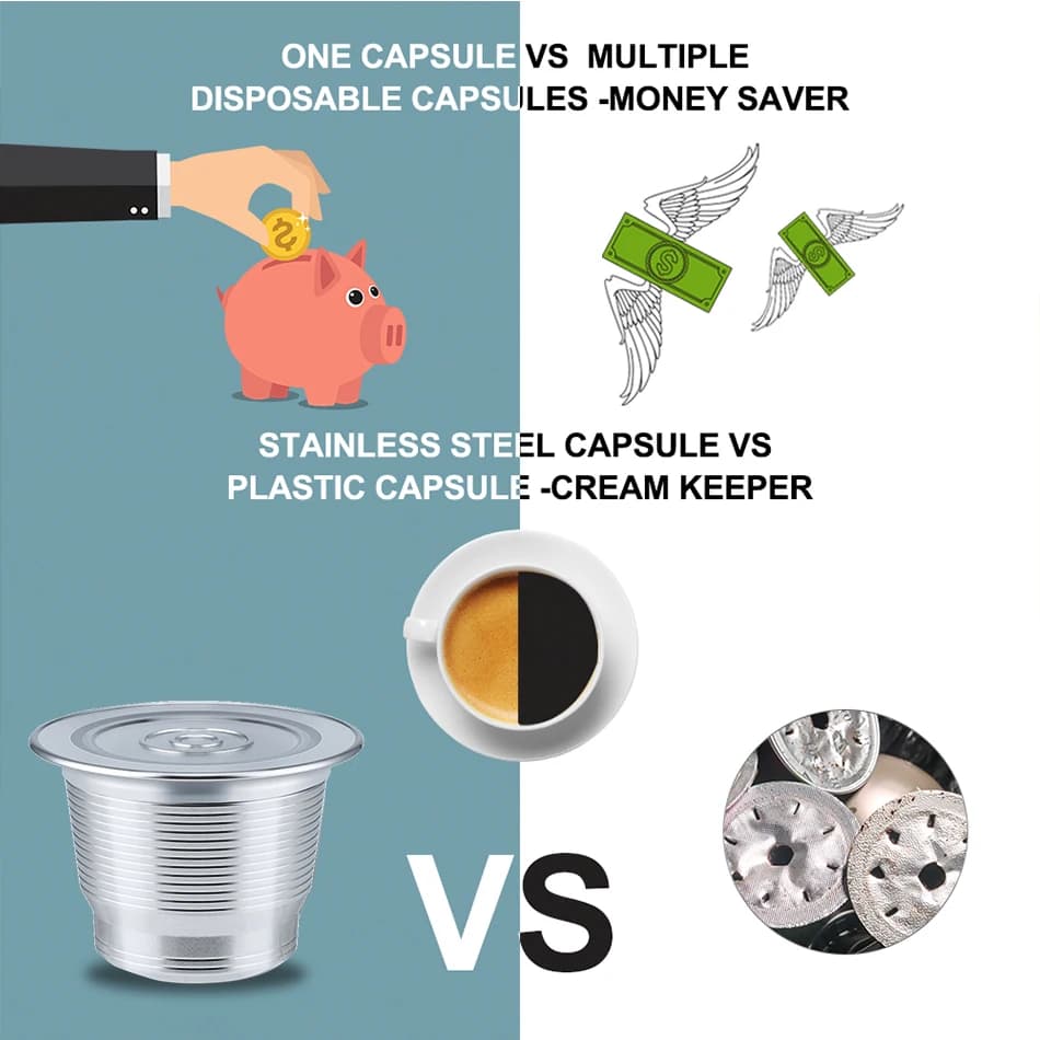 RECAFIMIL Capsule de café réutilisable en acier inoxydable dosettes de café rechargeables en métal p