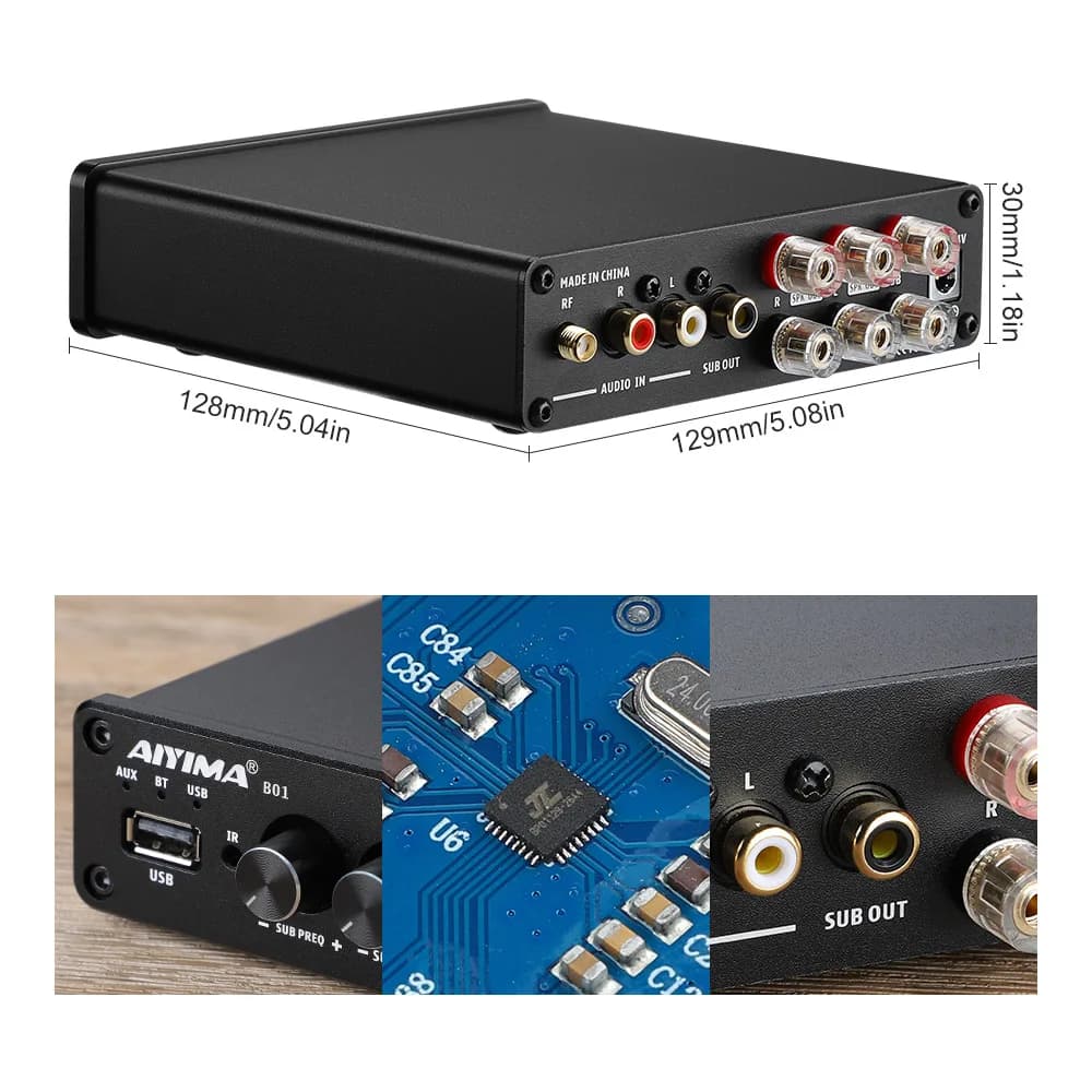 AIYIMA-Amplificateur de puissance numérique Bluetooth 5.0, caisson de basses B01, 50W x 2 + 100W, TP