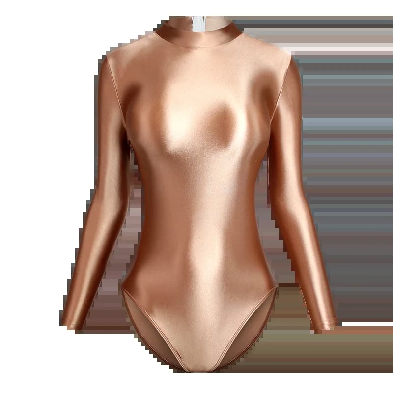 Maillot de bain une pièce en Satin brillant japonais, Sexy, dos serré, fermeture éclair, coupe haute