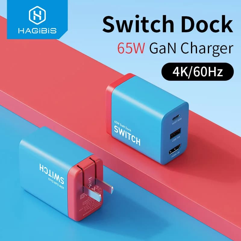 Hagibis Switch Dock pour Nintendo Switch GaN chargeur rapide Station d'accueil TV Portable 4K compat