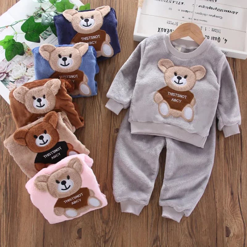 Nouveau hiver bébé filles garçons Homewear ensembles automne mode flanelle polaire vêtements enfants