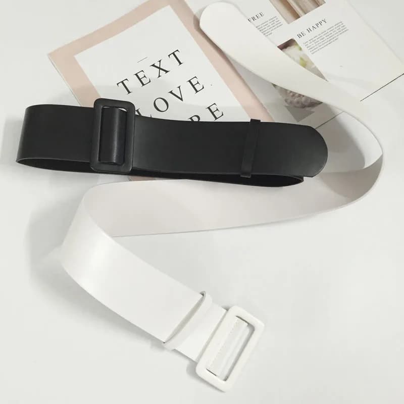 Ceinture en cuir blanc pour femme, large, ronde, carrée, cool, qualité supérieure, jeans féminins, e