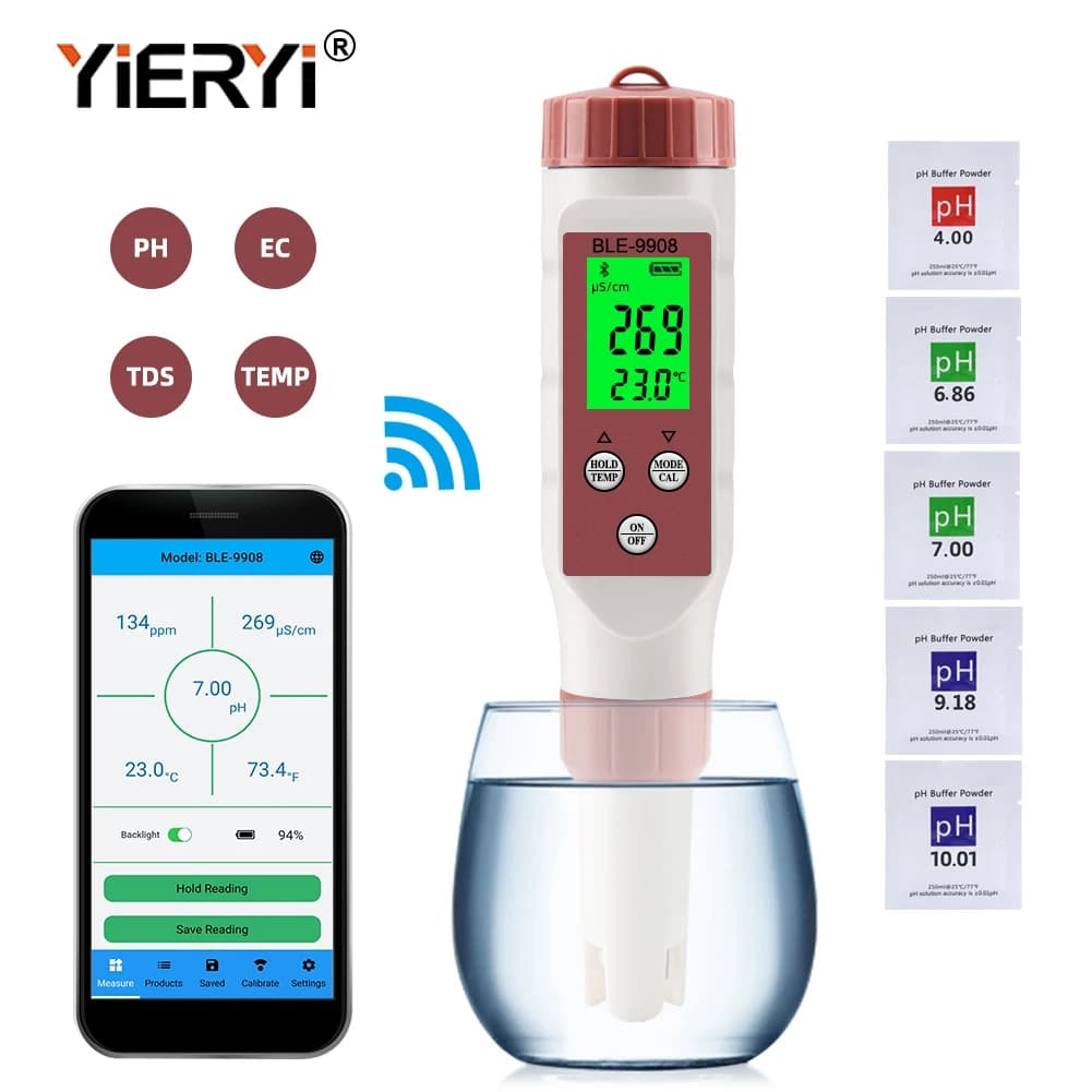 Yieryi – testeur de qualité de l'eau, appareil de mesure du PH/EC/TDS/TEMP, contrôle Intelligent ave