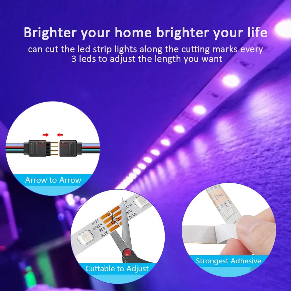 Bande lumineuse LED RVB, 1m-30m, 16 millions de couleurs, 3535 V, 5V, éclairage de bande, division i