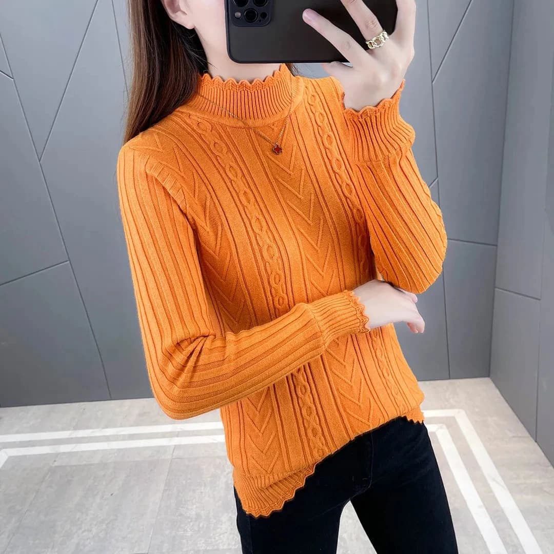 Pull à Manches sulfpour Femme, Tricot Chaud, Demi-Col Roulé, Chemise de Base, Nouvelle Collection Au