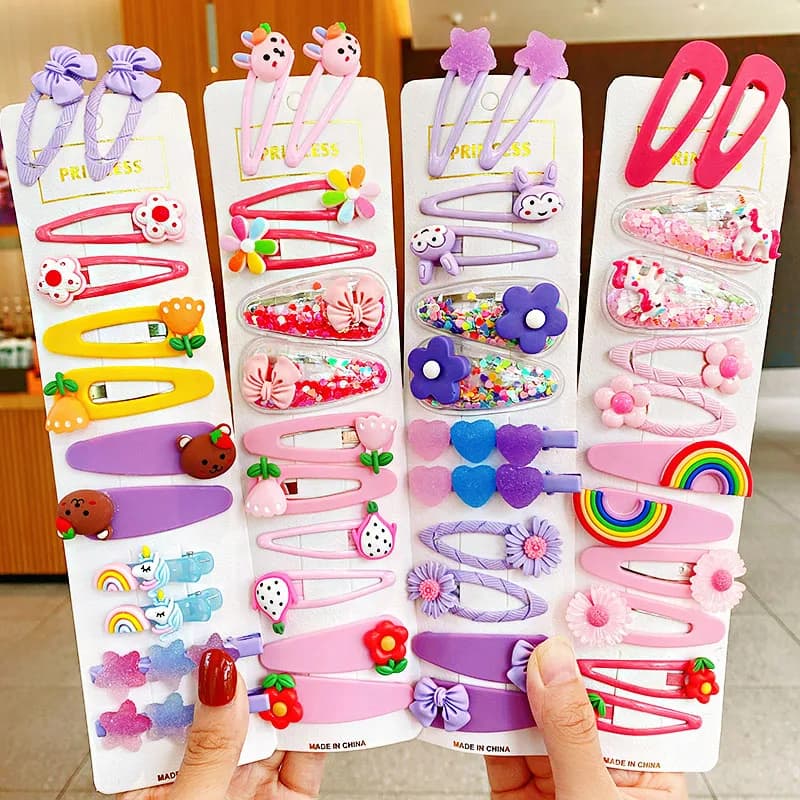 Lot de 12 pinces à cheveux pour filles, nouvelles, mignonnes, colorées, à motif de fleurs de dessin 