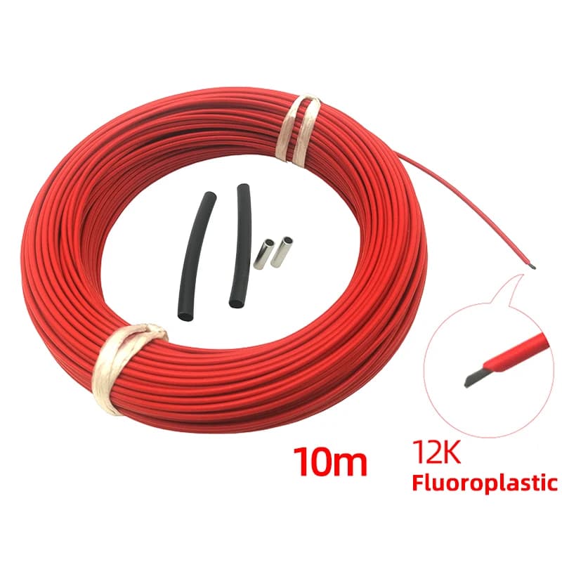10 mètres + kits de connexion 12k 33Ohm câble chauffant en Fiber de carbone fluoroplastique fil chau