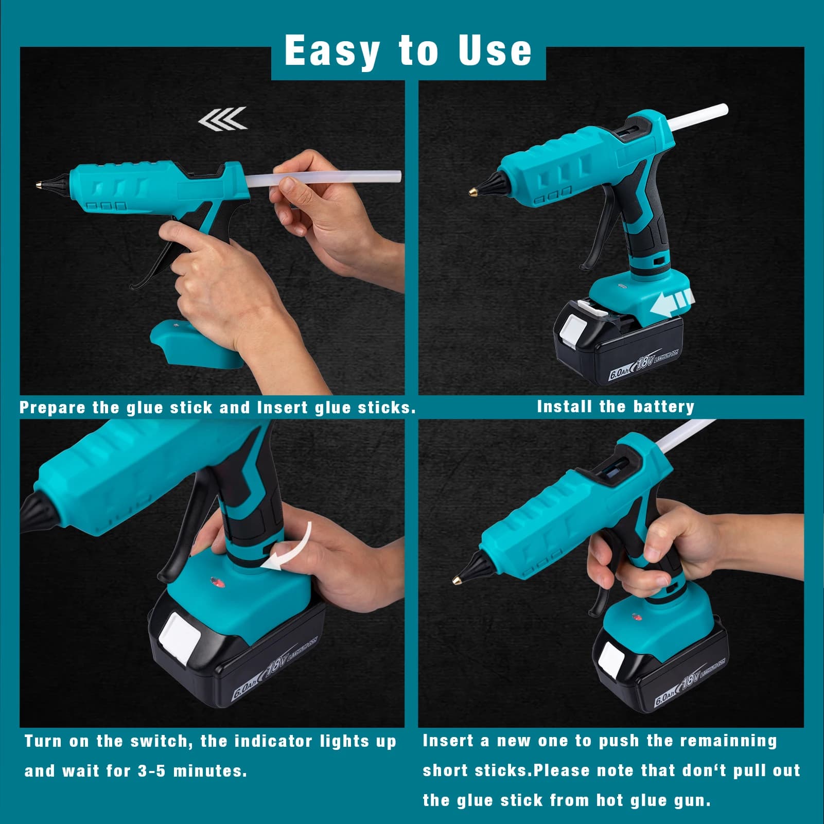 Mellif 100W pistolet à colle chaude sans fil pour batterie Makita 18V LXT BL1830 BL1840 outil de rép