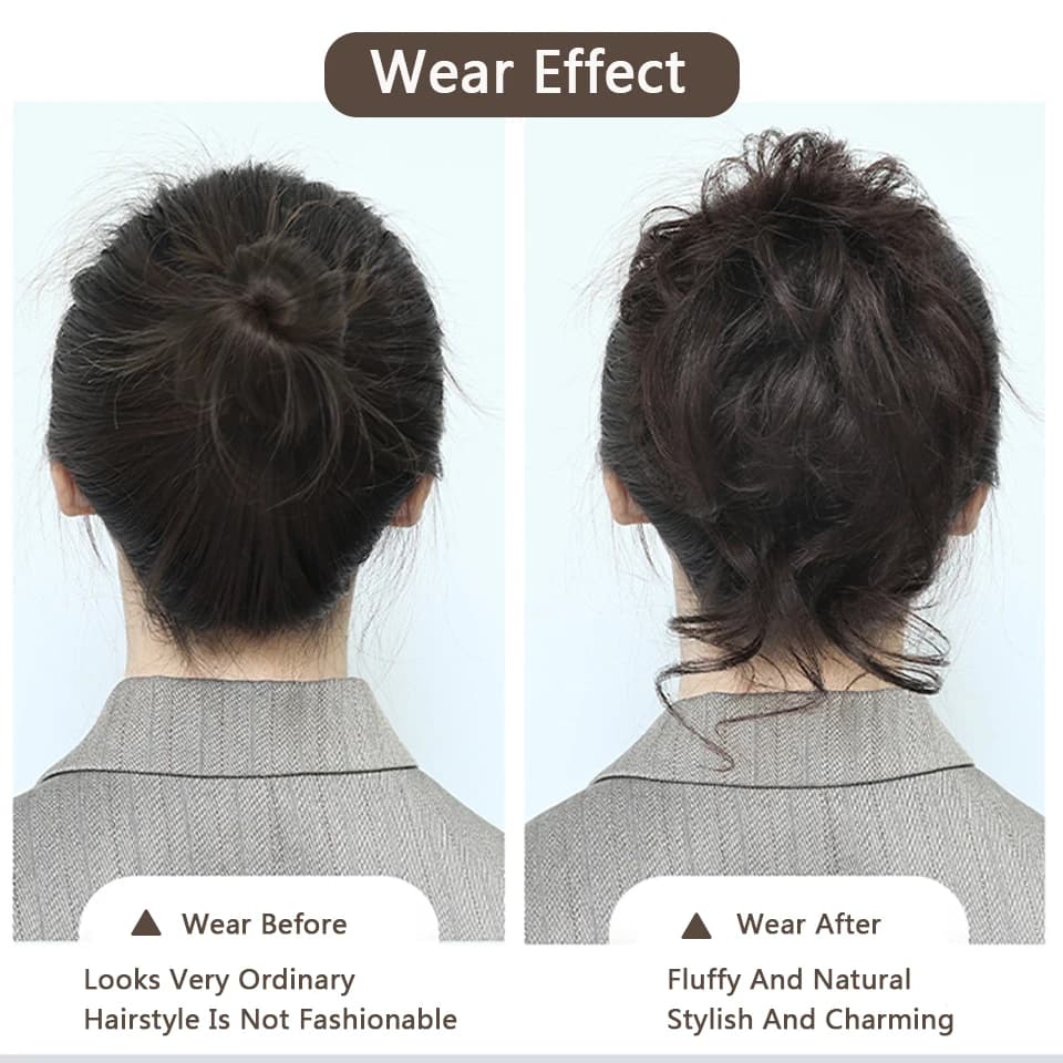 LUPU – Chignon synthétique bouclé en désordre, bandeau élastique, faux cheveux pour femmes, épingles