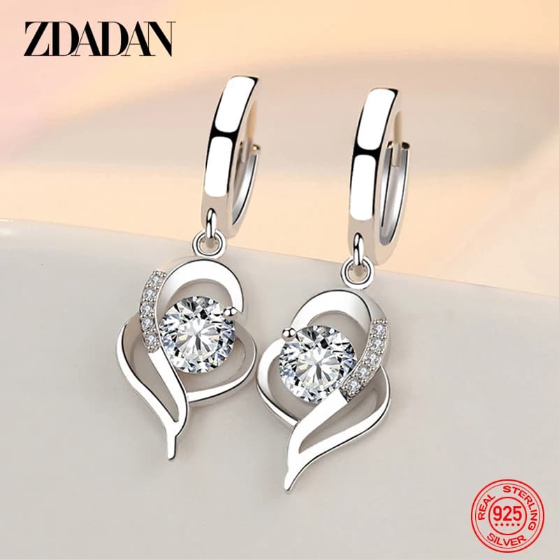 ZDADAN 925 en argent Sterling cristal Zircon boucle d'oreille pour les femmes bijoux de mode