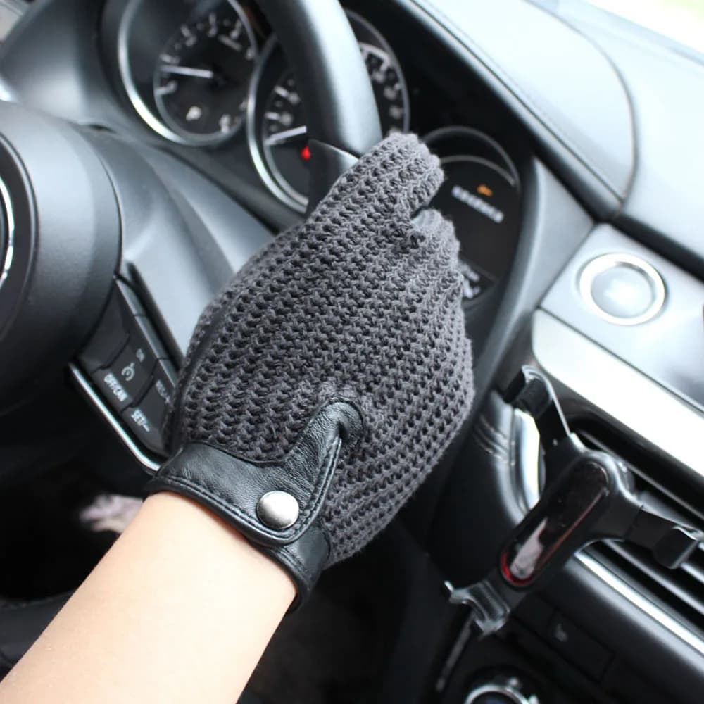 Gants de conduite antidérapants en cuir pour hommes, de haute qualité, pour écran tactile, tricotés 