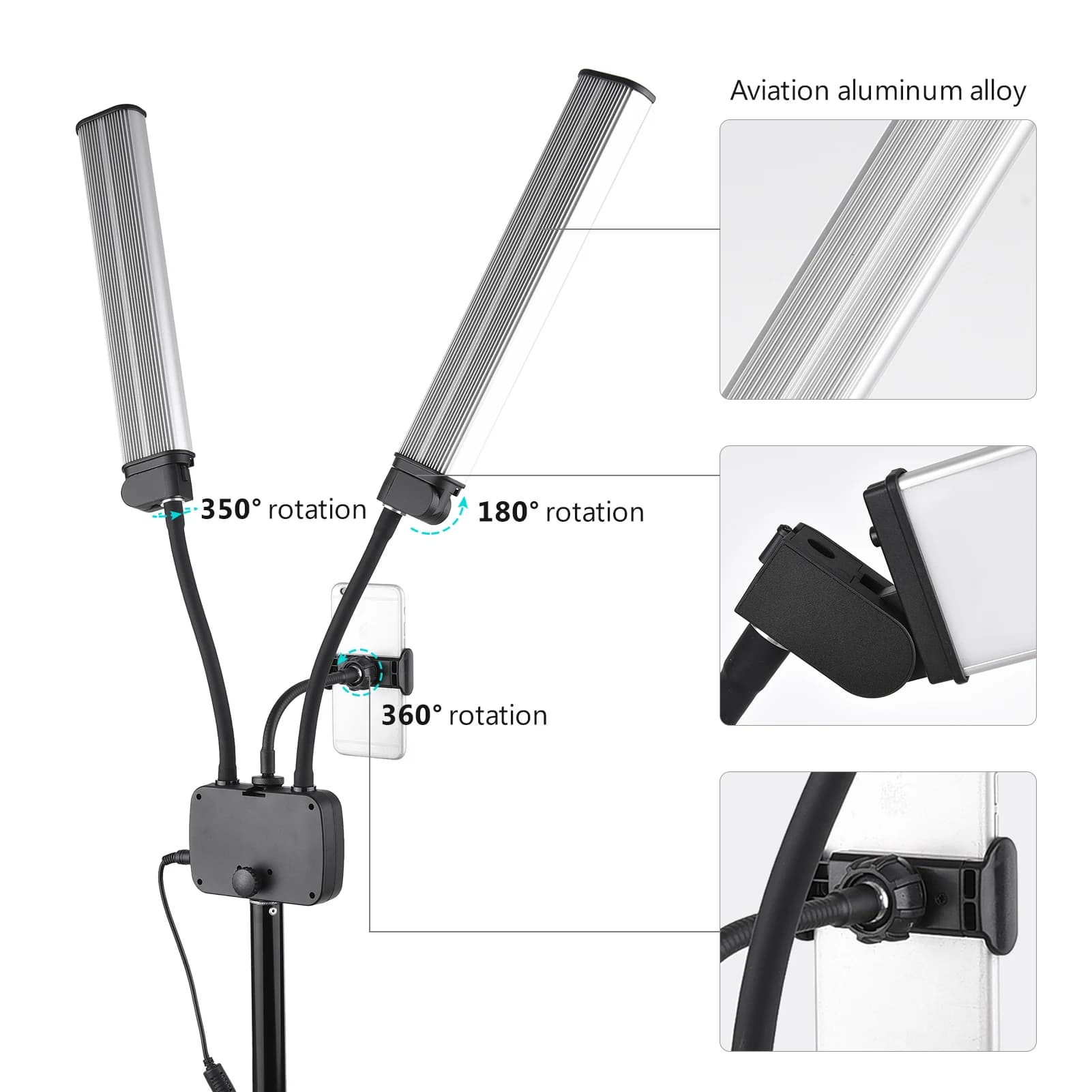 Lumière de remplissage LED Flexible à Double bras, bicolore, variable, lumière vidéo, 3 Modes d'écla
