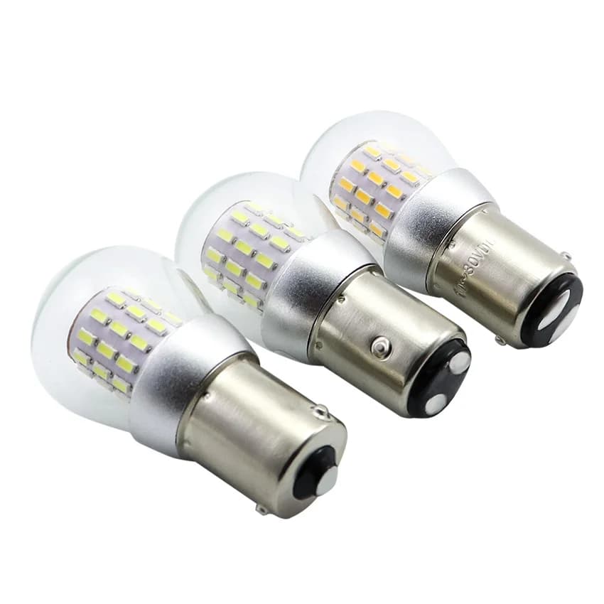 Ampoules LED S25 BA15S BA15D BAY15D 12-24V, lumière stroboscopique de Navigation P21W, Source de sta