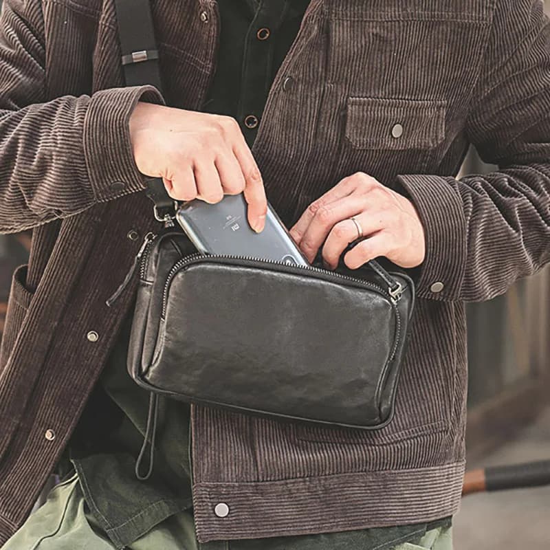 Gland TOO-Sac à bandoulière en cuir tanné végétal pour homme, sac de poitrine multifonctionnel, sac 