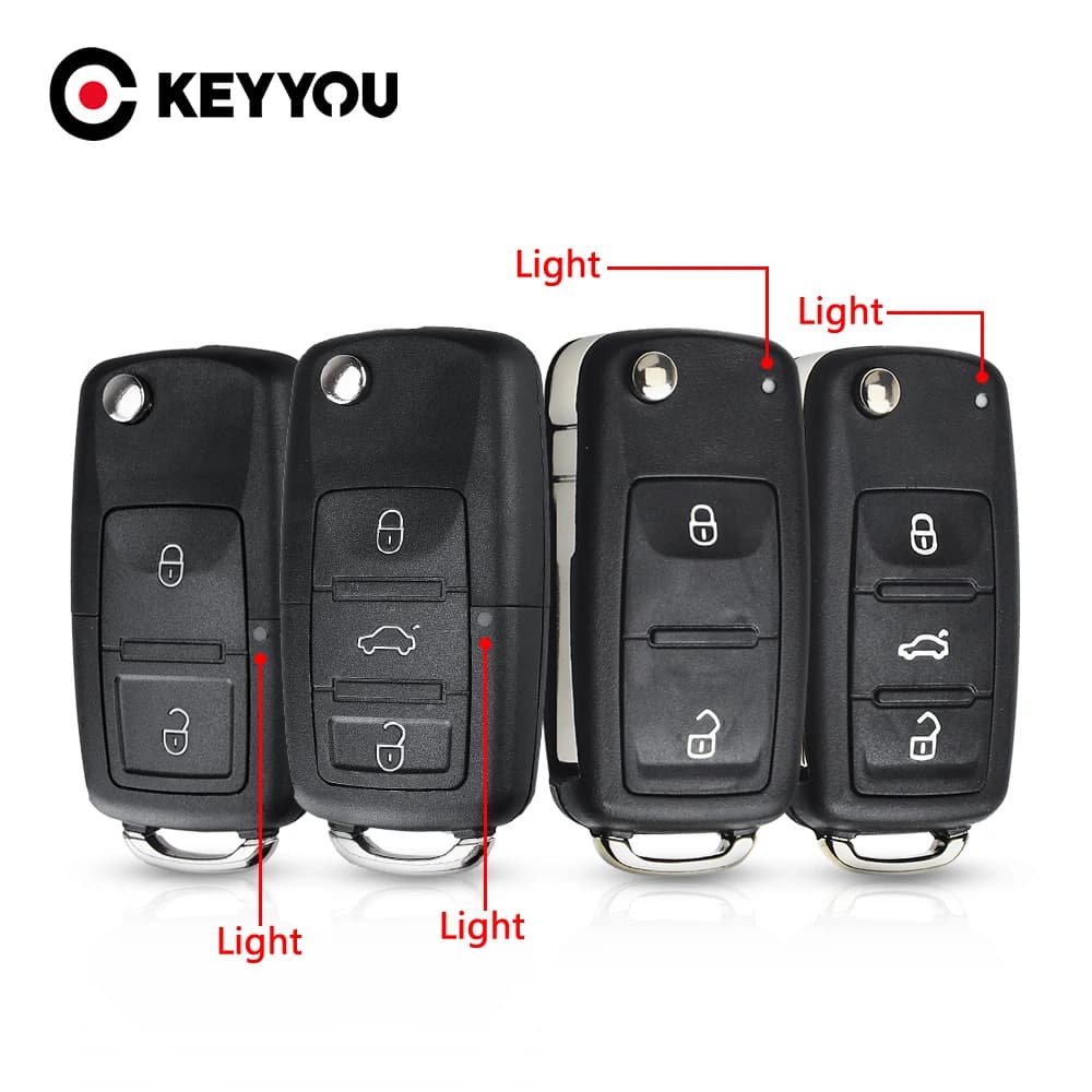 KEYYOU – clé télécommande de voiture pliante à 2/3 boutons, coque à rabat pour Volkswagen VW Polo Pa