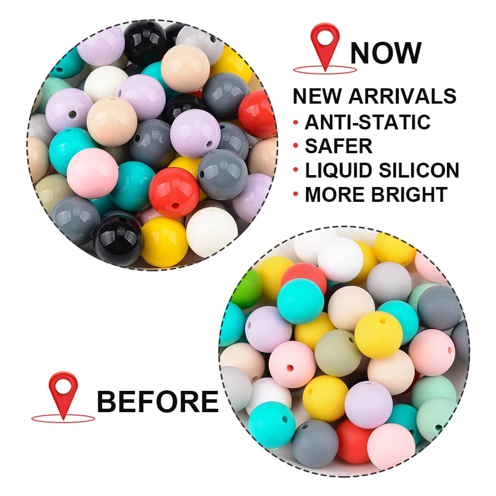 LOFCA – anneau de dentition en Silicone, 15mm, 20 pièces/lot, perles rondes de dentition pour bébé, 