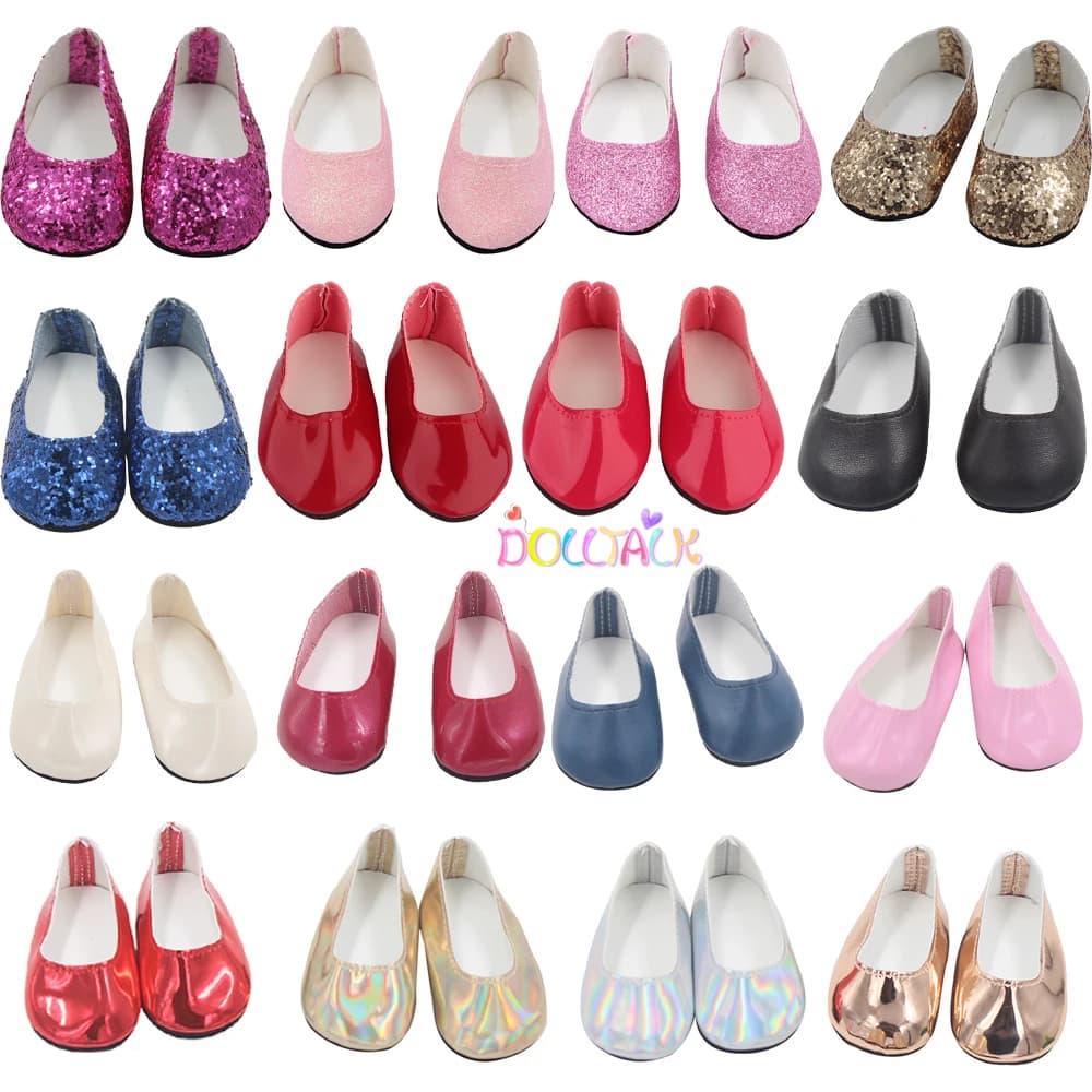 Chaussures de poupée simples et bon marché de 7cm, bottes faites à la main pour bébé américain de 18