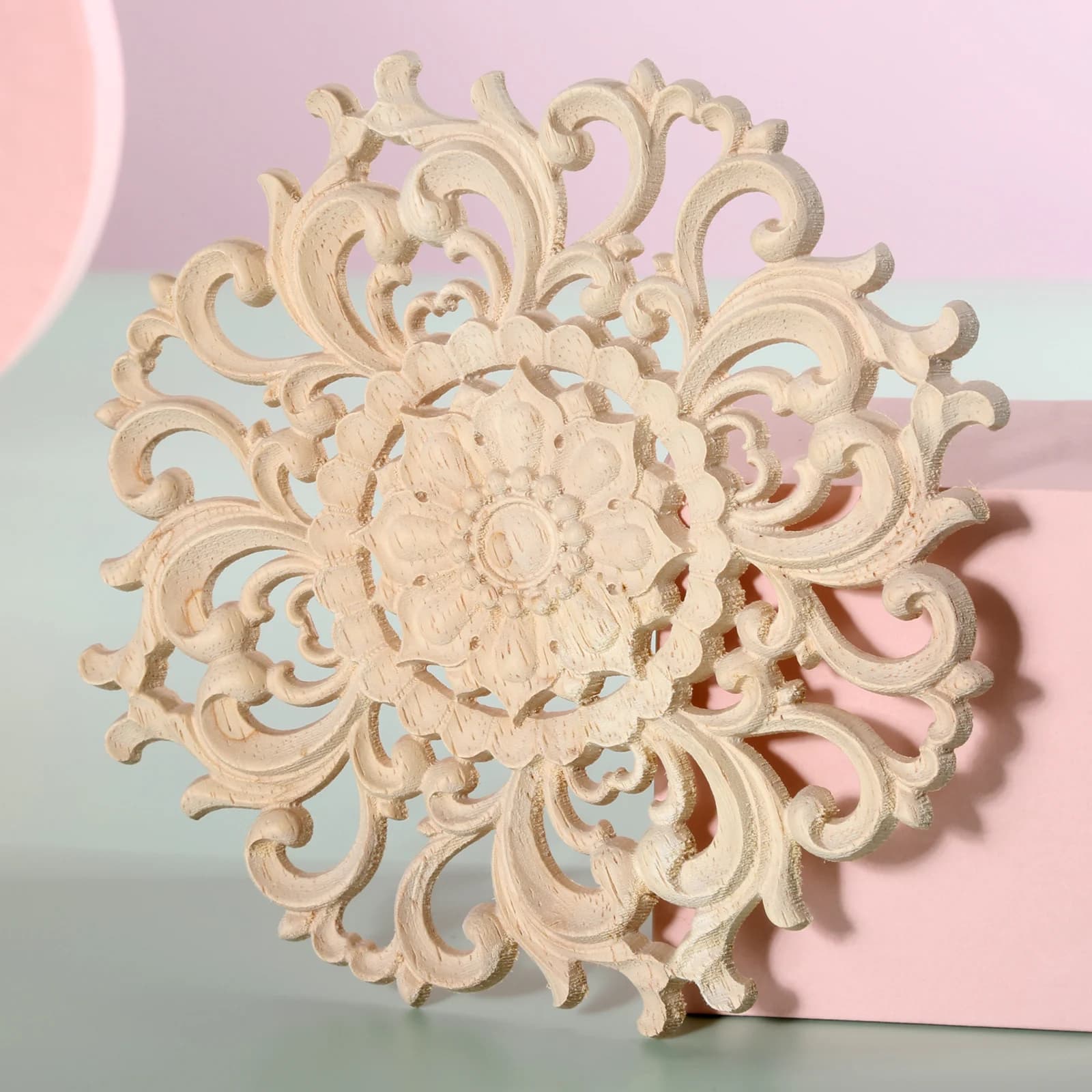 Autocollants de sculpture sur bois, disque non peint, décor de porte, mobilier symétrique, cour de S