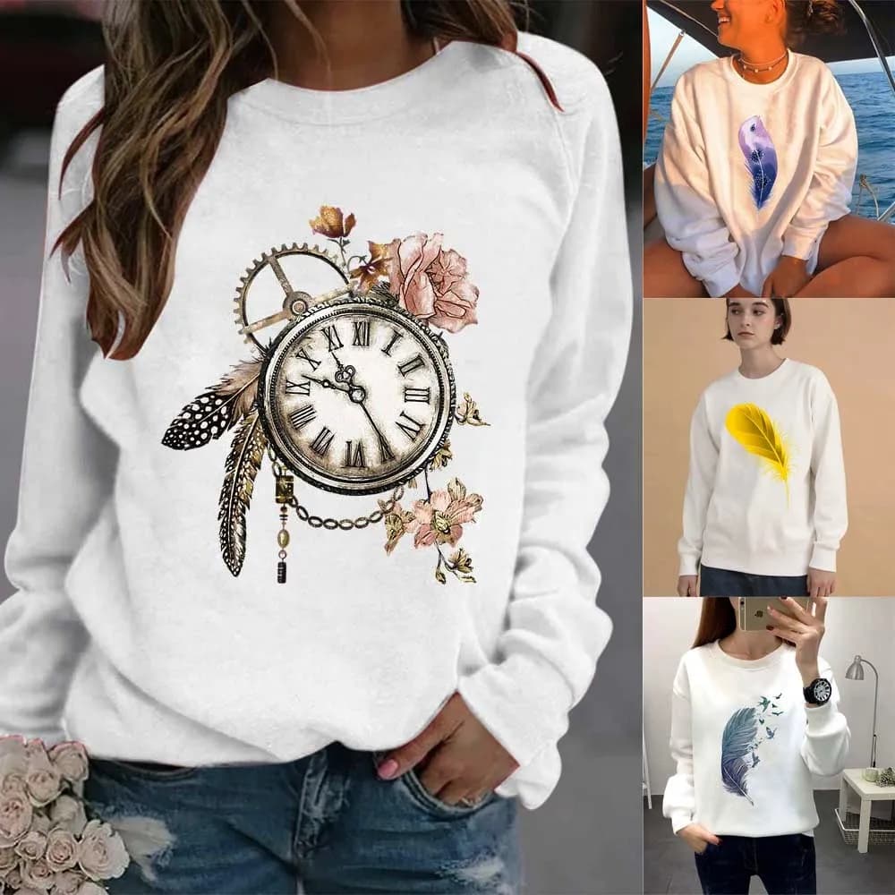 Sweat-shirt à capuche pour femme, manches longues, col rond, tendance, sport, survêtement, vêtements