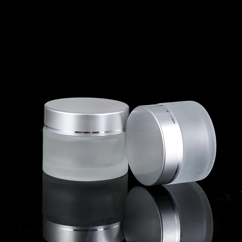Bouteilles d'onguent rechargeables en verre givré, Pot cosmétique vide, conteneur de crème pour le v
