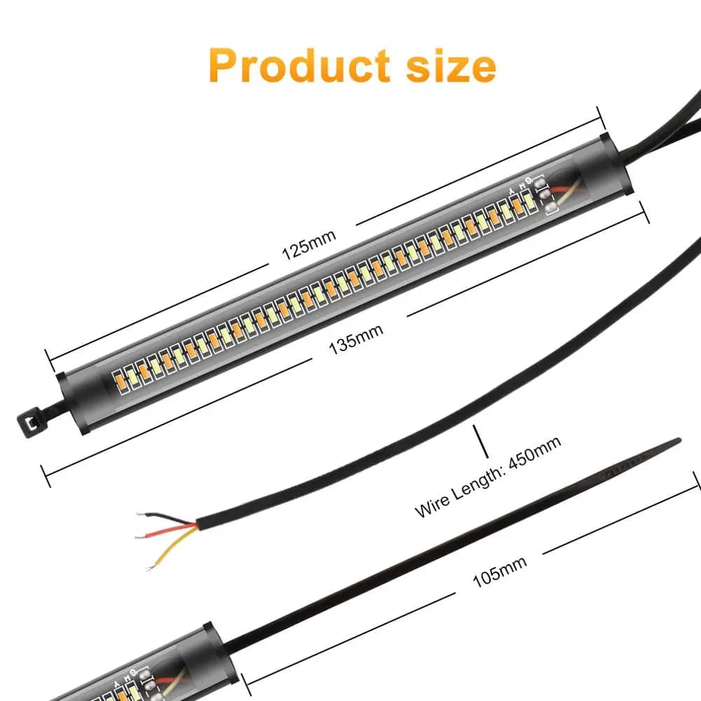Clignotant LED Universel DRL pour Moto, Lumière Blanche Ambre, Bande, Fourche, 12V