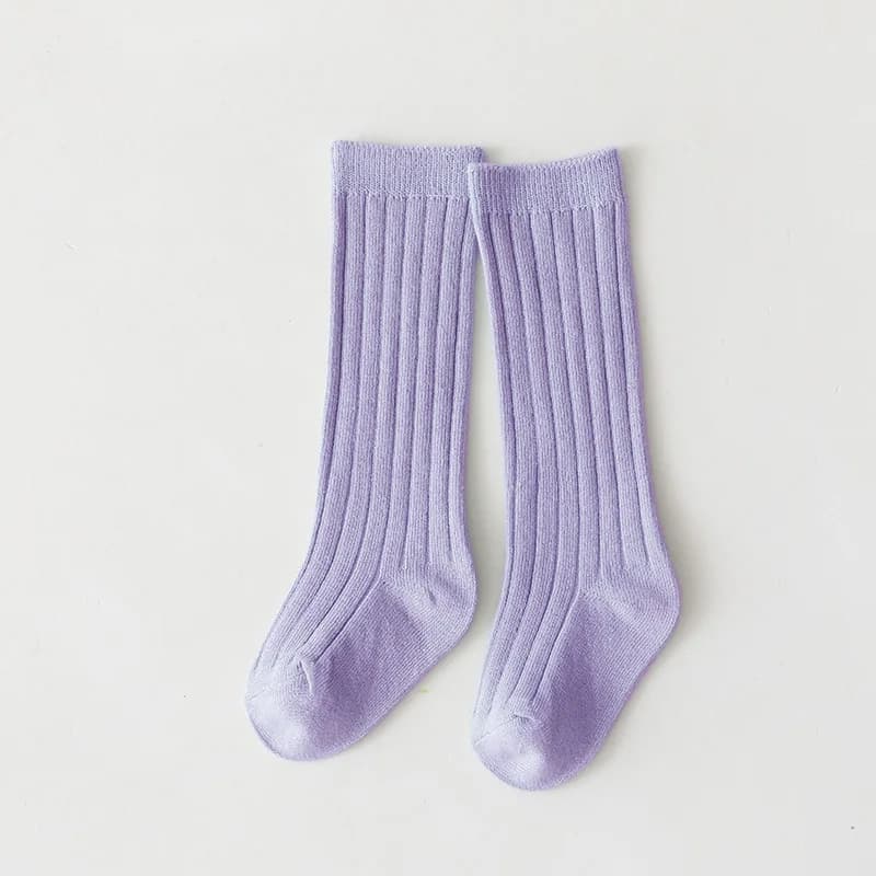 Chaussettes hautes et longues pour bébés garçons et filles, en coton, respirantes, à rayures, douces