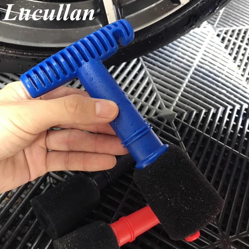 Lucullan Design Brosse de nettoyage de roue à écrou encastré en mousse avec poignée et éponge d'inse
