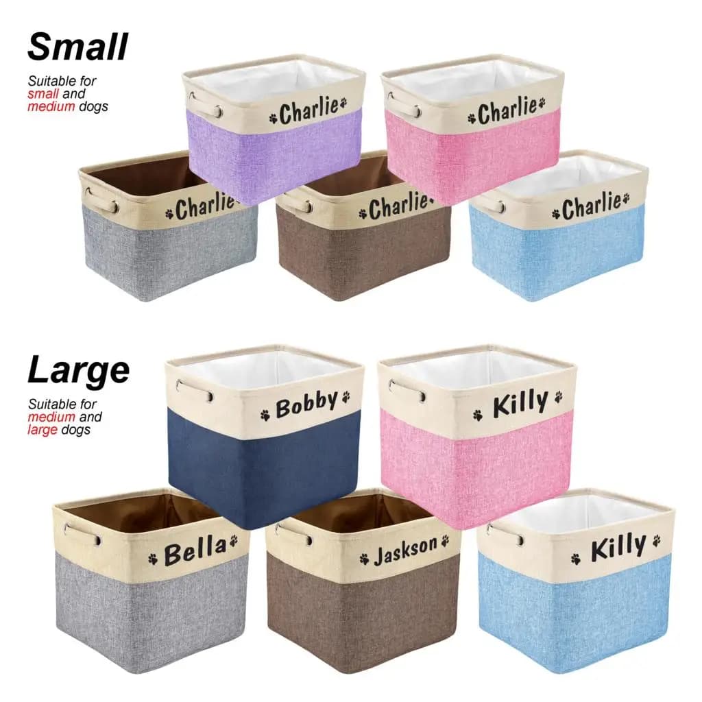 Panier de rangement personnalisé pour jouets de chien, sac en toile pliable personnalisé pour jouets