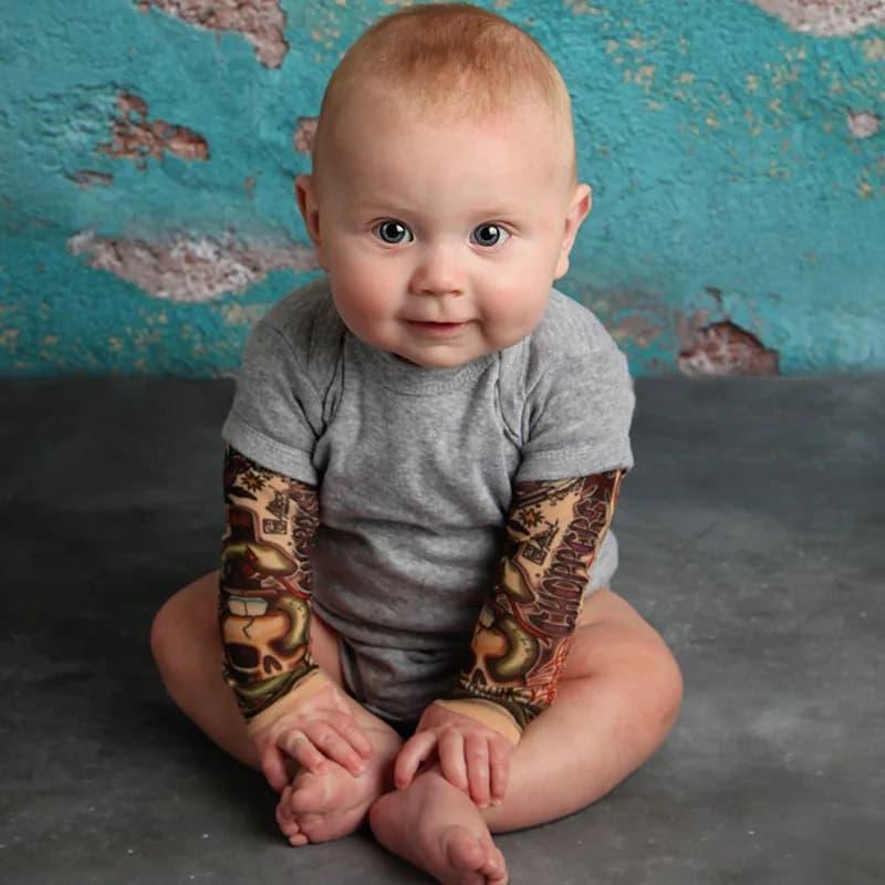 Body bébé tatouages imprimé Rock 6M-24M coton body à manches longues pour bébé