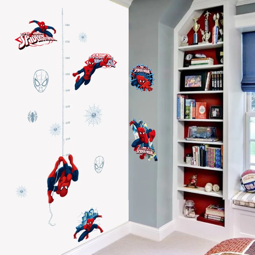 Autocollant mural règle de hauteur Spider Man, autocollant mural en vinyle de super-héros Spiderman 