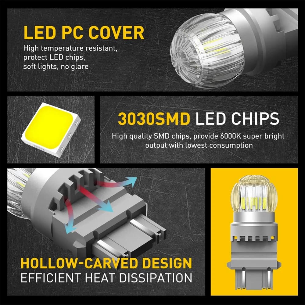 AUXITO – ampoule LED T25 3157 P27W P27/7W, lumière blanche rouge 3030SMD 3156, lumière pour frein de