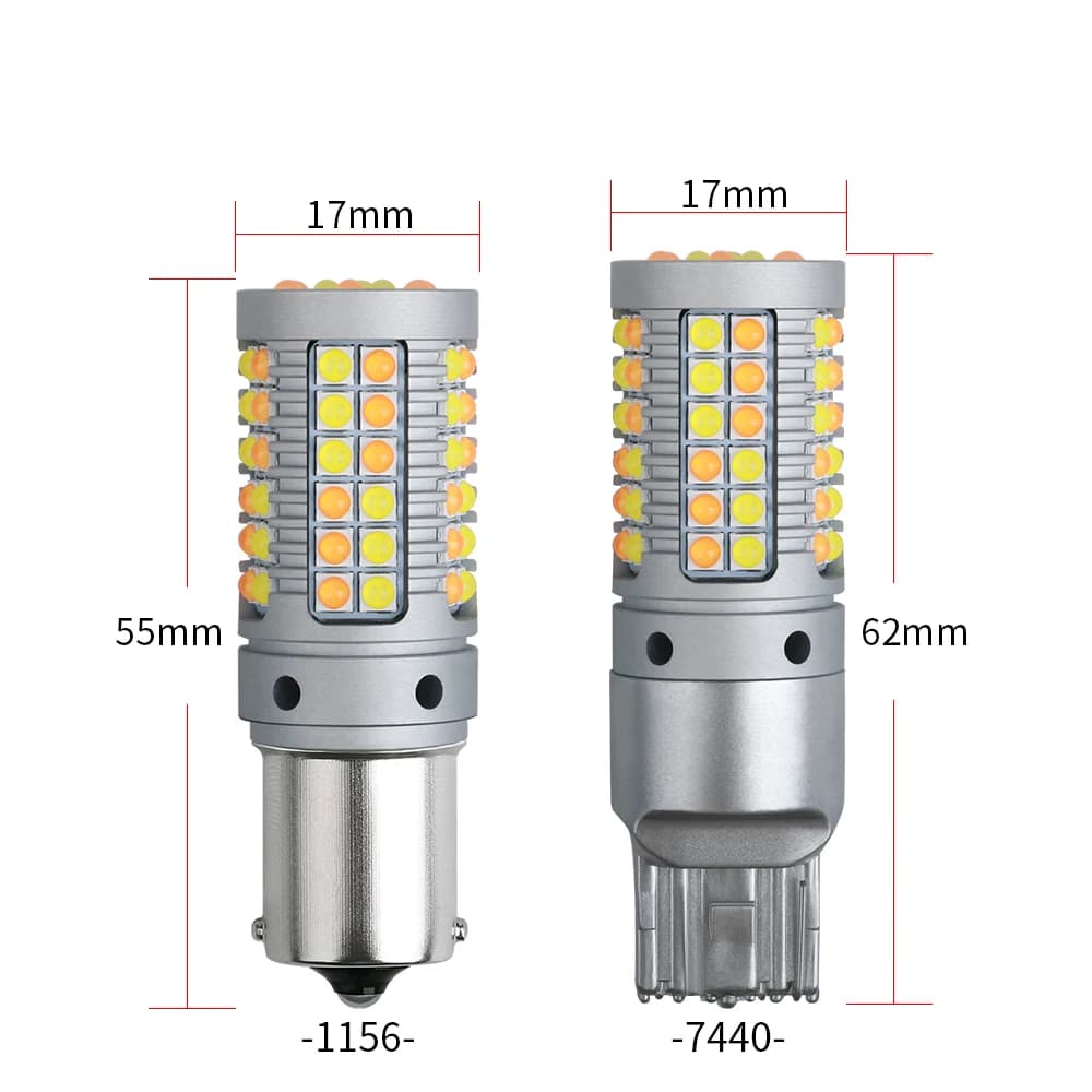 Ampoule LED Canbus 1156 P21W BA15S PY21W BAU15S 7440 W21W T20, clignotant DRL pour voiture, double M