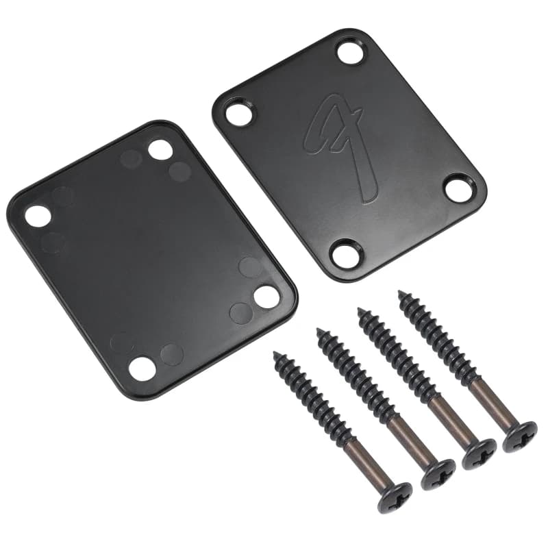 Plaque de cou pour guitare, 4 boulons, Chrome/noir, Logo Strat/Tele, grande vente, 70s