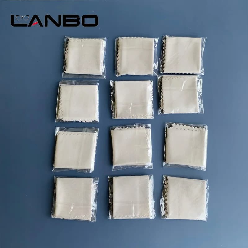 LANBO-Lingettes grises en microcarence, 100 pièces, 145x170mm, emballage individuel, pour lunettes, 