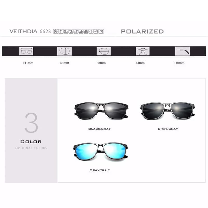 VEITHDIA Rétro En Aluminium De Magnésium de Marque Hommes Lunettes De Soleil Polarisées Objectif Vin