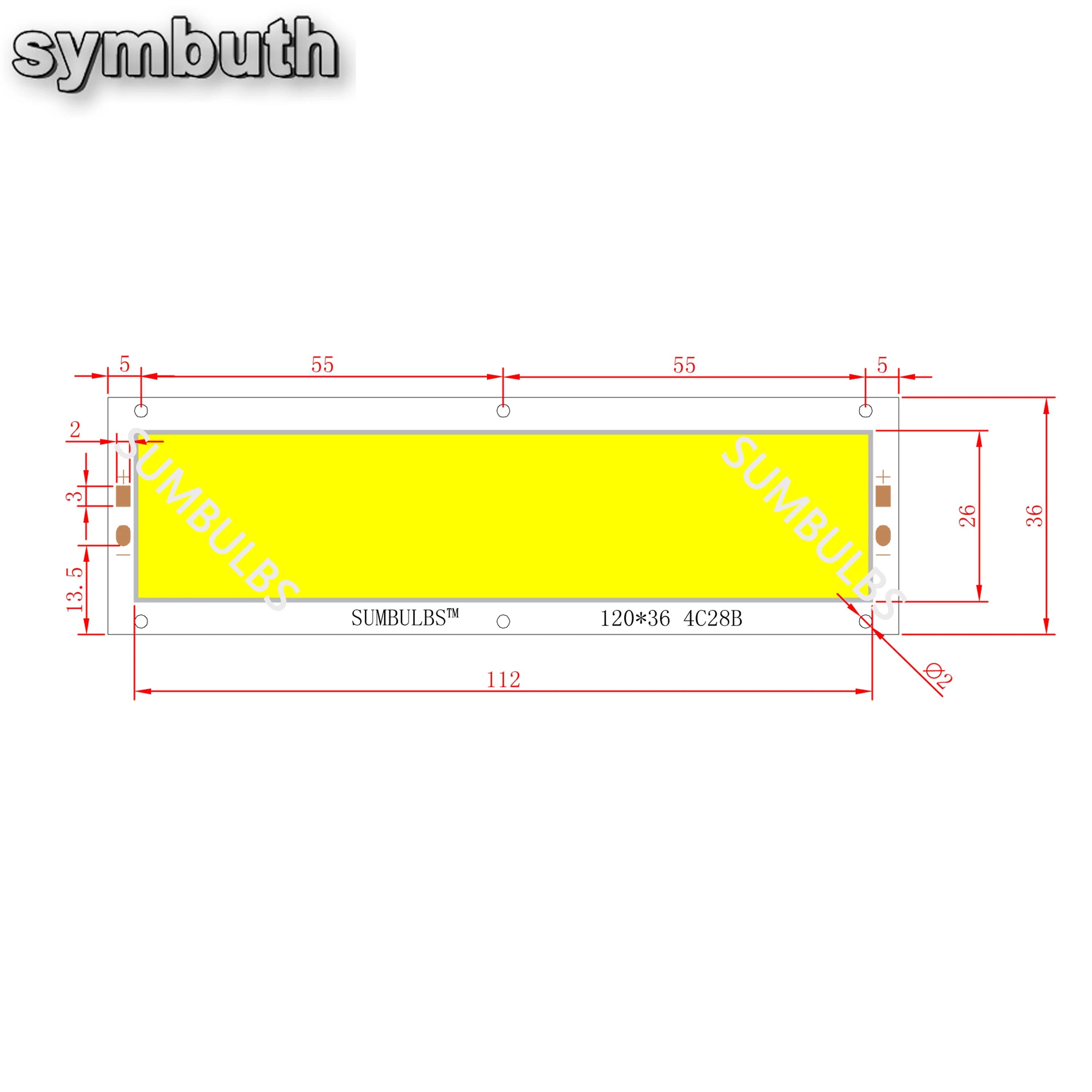 Bande de Source de Lumière LED COB 12W pour Éclairage de Voiture, Panneau d'Ampoule, Blanc Chaud, Na