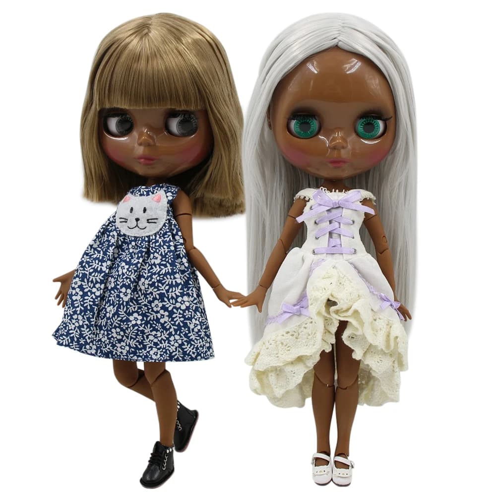 ICY DBS blyth – poupée nue à peau super noire, corps articulé, visage brillant, 30cm, anime, jouet, 