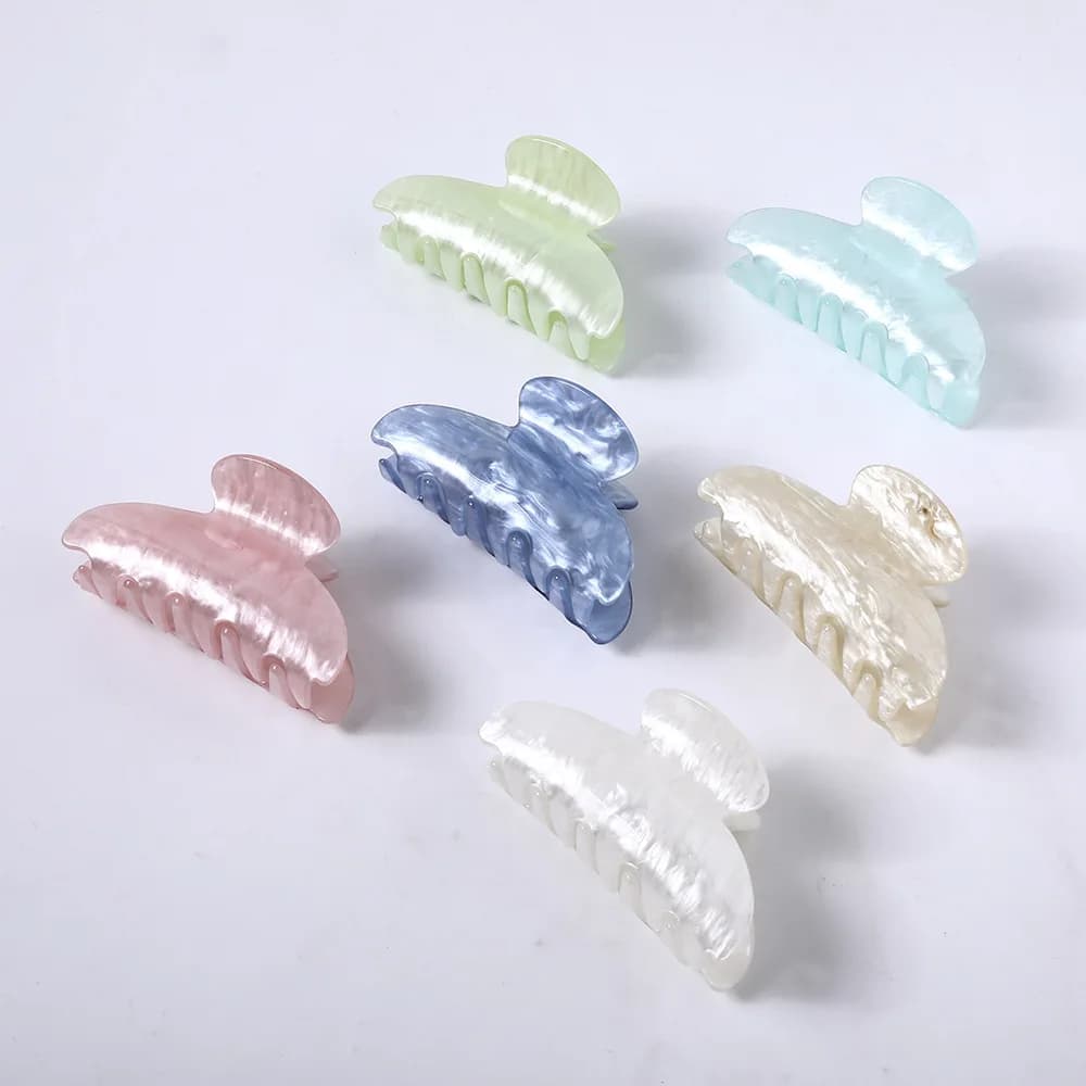 Pince à Cheveux en Acrylique à Rayures Marbrées pour Femme, Crabe, Griffes, Outil de Lavage, Accesso