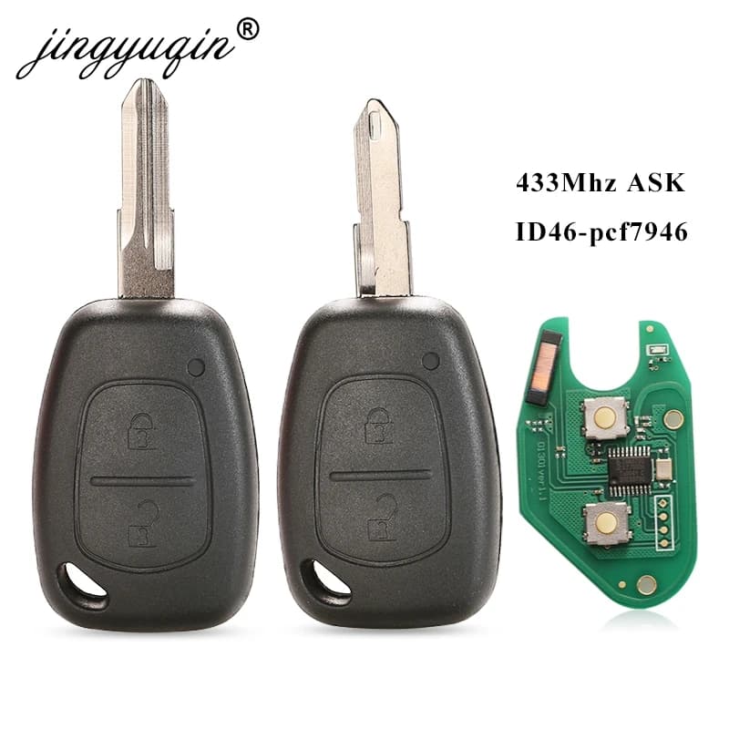 Jingyuqin-clé de voiture à 2 boutons | Télécommande de voiture à 2 boutons 433mhz avec puce ID46 pou