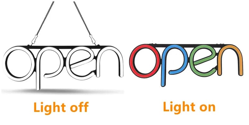 OPEN Neon Sign Business LED Light, Lampe intégrative ultra lumineuse, Bar Club, PRDisplay Shop, Écla