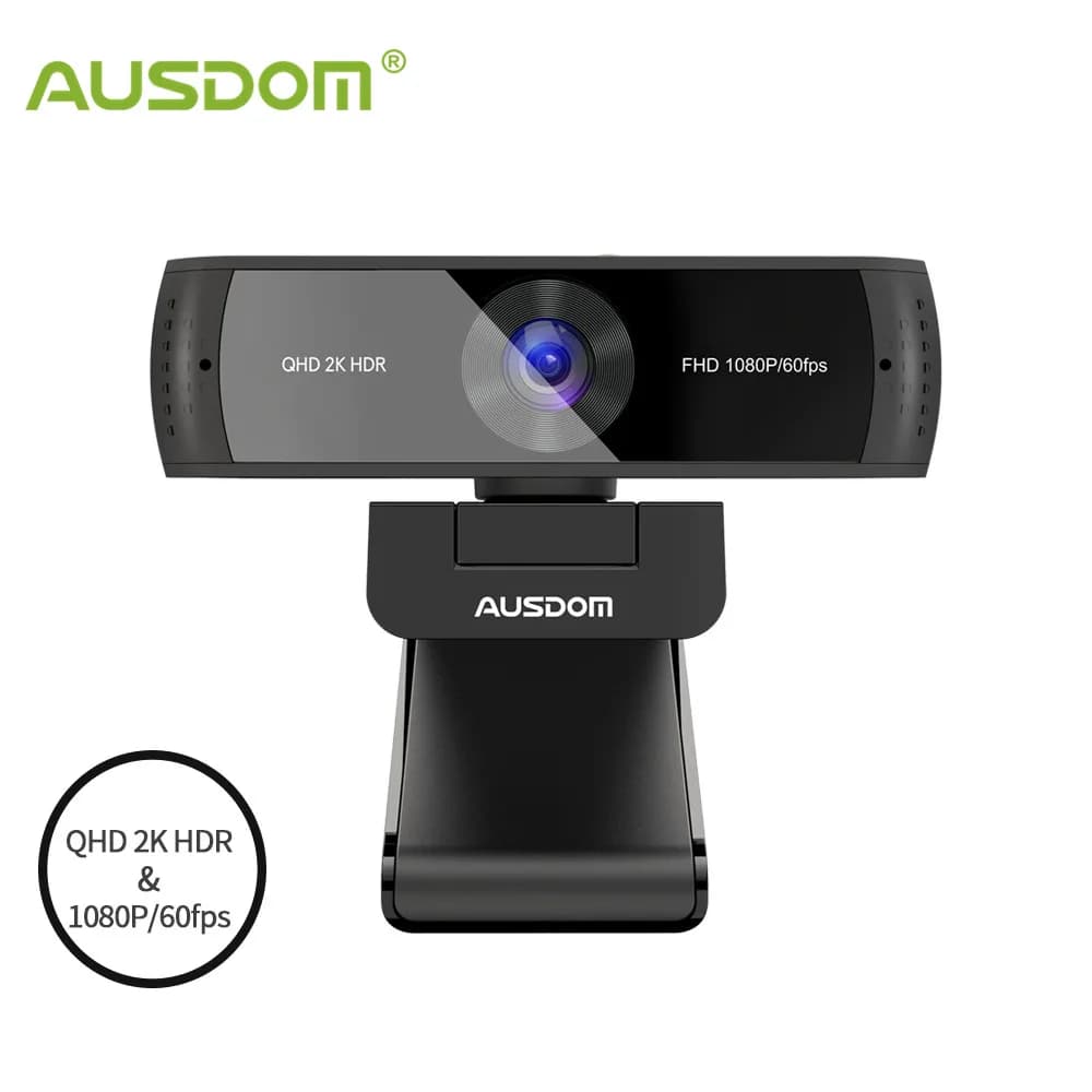 AUSDOM AW651 QHD 2K HDR 30FPS Webcam Autofocus 1080P 60FPS caméra Web avec microphones antibruit et 