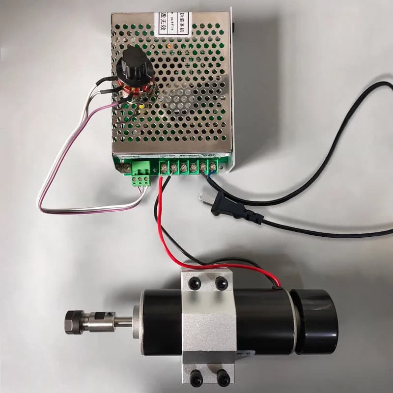 Moteur de broche refroidi par Air 500W, 100VDC + WK611, régulateur de vitesse d'alimentation, mandri