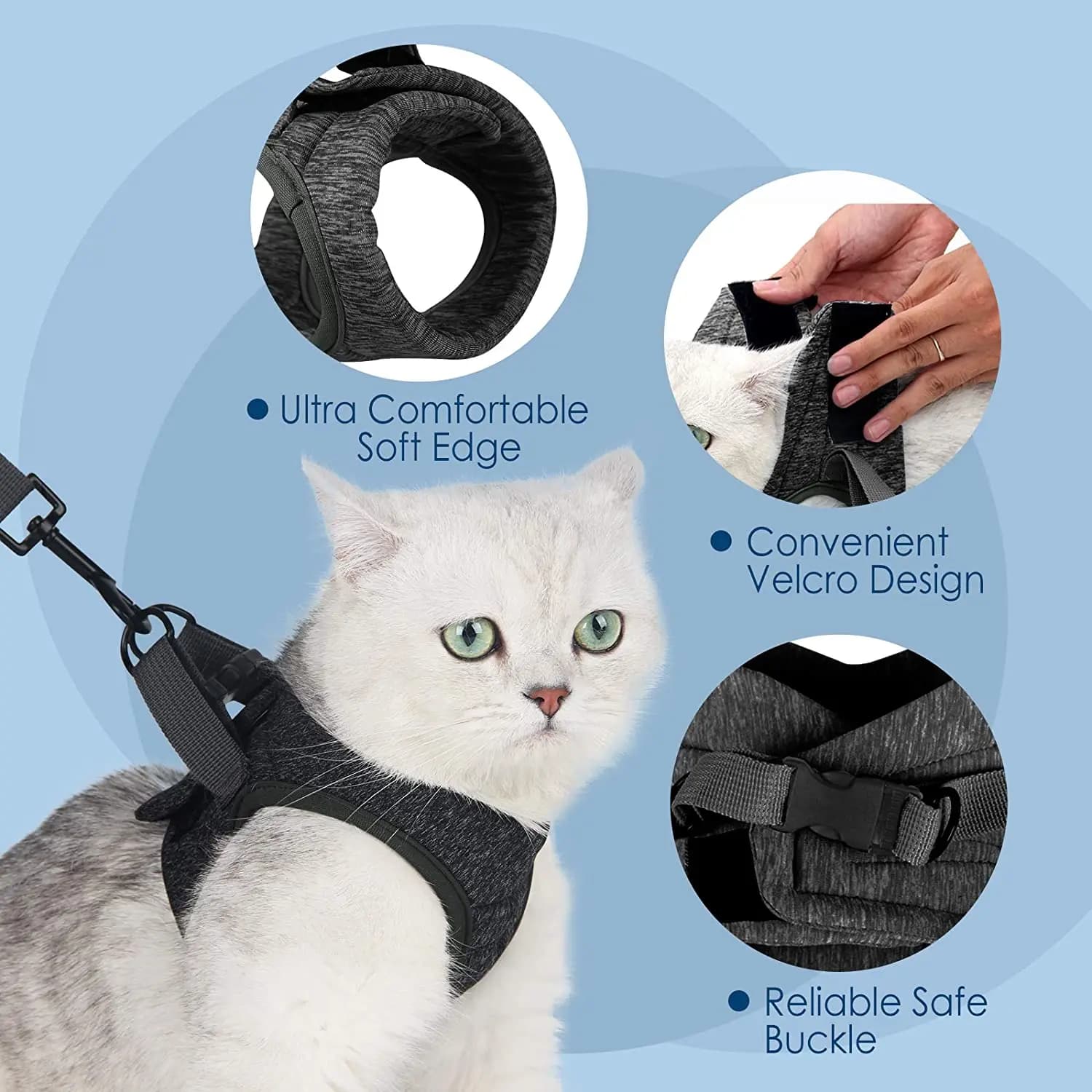 Harnais réglable anti-évasion pour chaton, léger, respirant et doux, gilet de sécurité pour animaux 