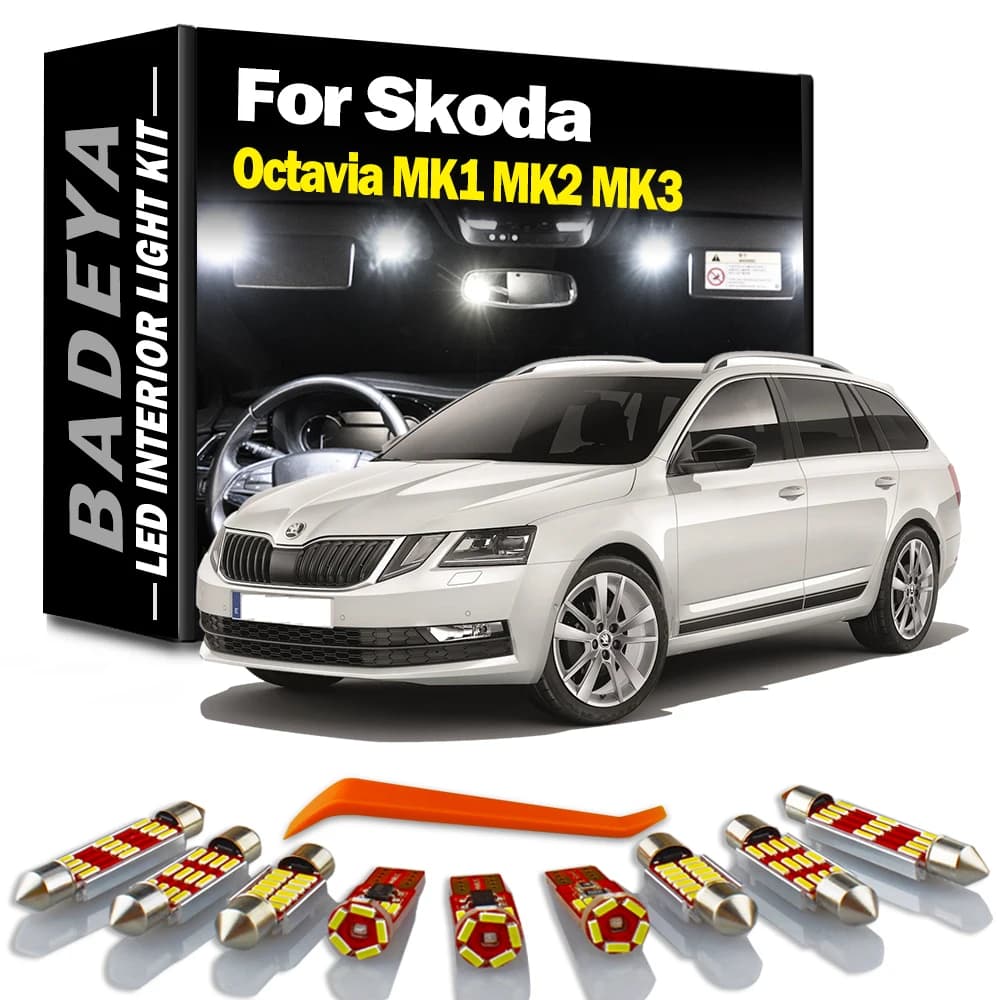 BADEYA – Kit de lampe dôme pour voiture, pour Skoda Octavia MK1 MK2 MK3 1 2 3 berline, lampe pour vé