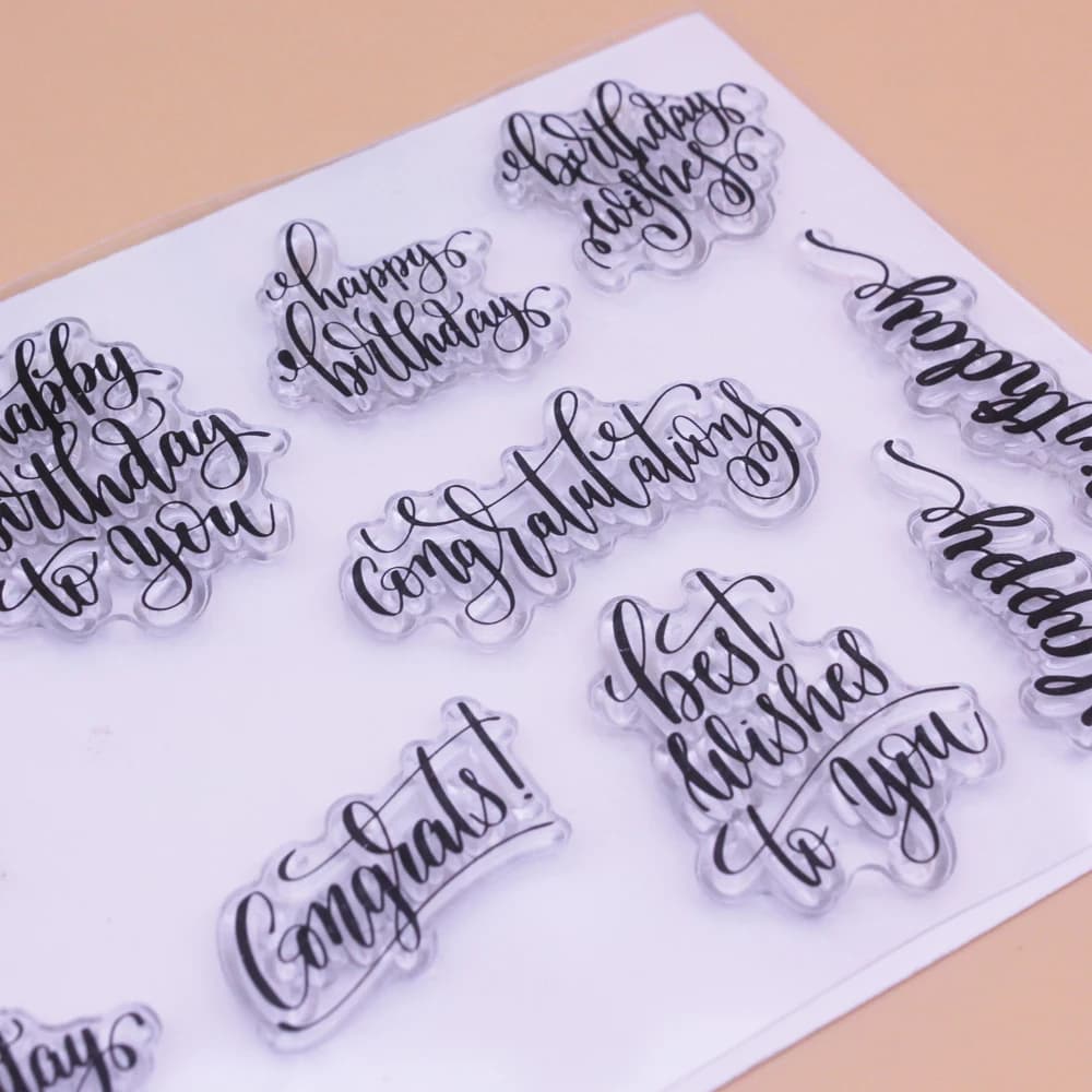 Alinacutle timbres clairs joyeux anniversaire Sentiments Scrapbooking carte Album papier artisanat c