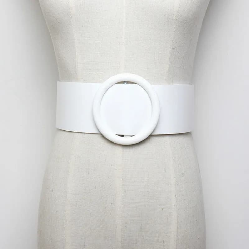 Ceinture en cuir blanc pour femme, large, ronde, carrée, cool, qualité supérieure, jeans féminins, e