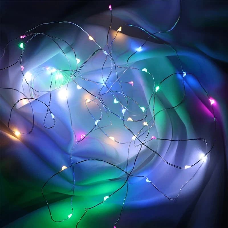 Guirlandes lumineuses à piles AA, 1M 10 LED, 2M 20 LED, 3M 30 LED, 5M 50 LED, 10M 100 LED, fil de cu